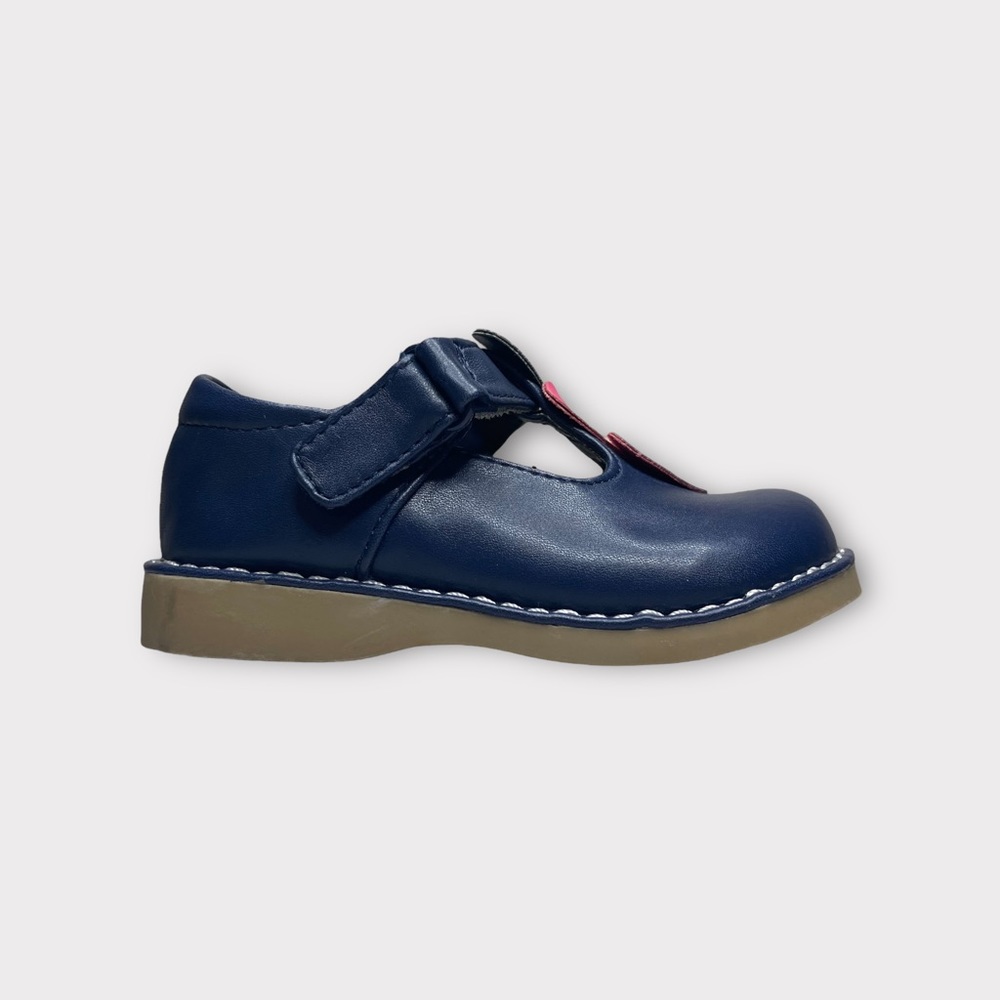 Gymboree T-Strap Mary Jane Pink Heart Detail Blue Shoes